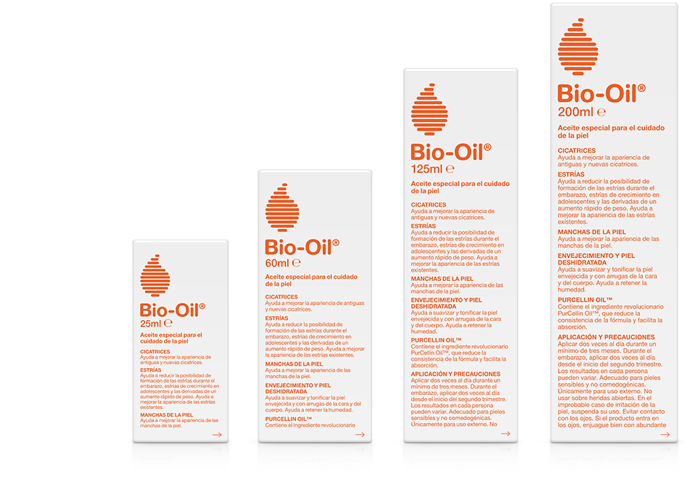 CICATRICES ESTRÍAS MANCHAS DE LA PIEL Bio-Oil es el producto líder mundial en tratamiento de cicatrices y estrías