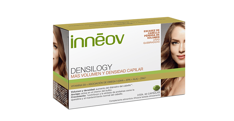Innéov Densilogy Anclaje + Crecimiento Del Cabello Más Volumen y Densidad1 Innéov, nº1 en nutricosmética para mantener el anclaje y el crecimiento del cabello