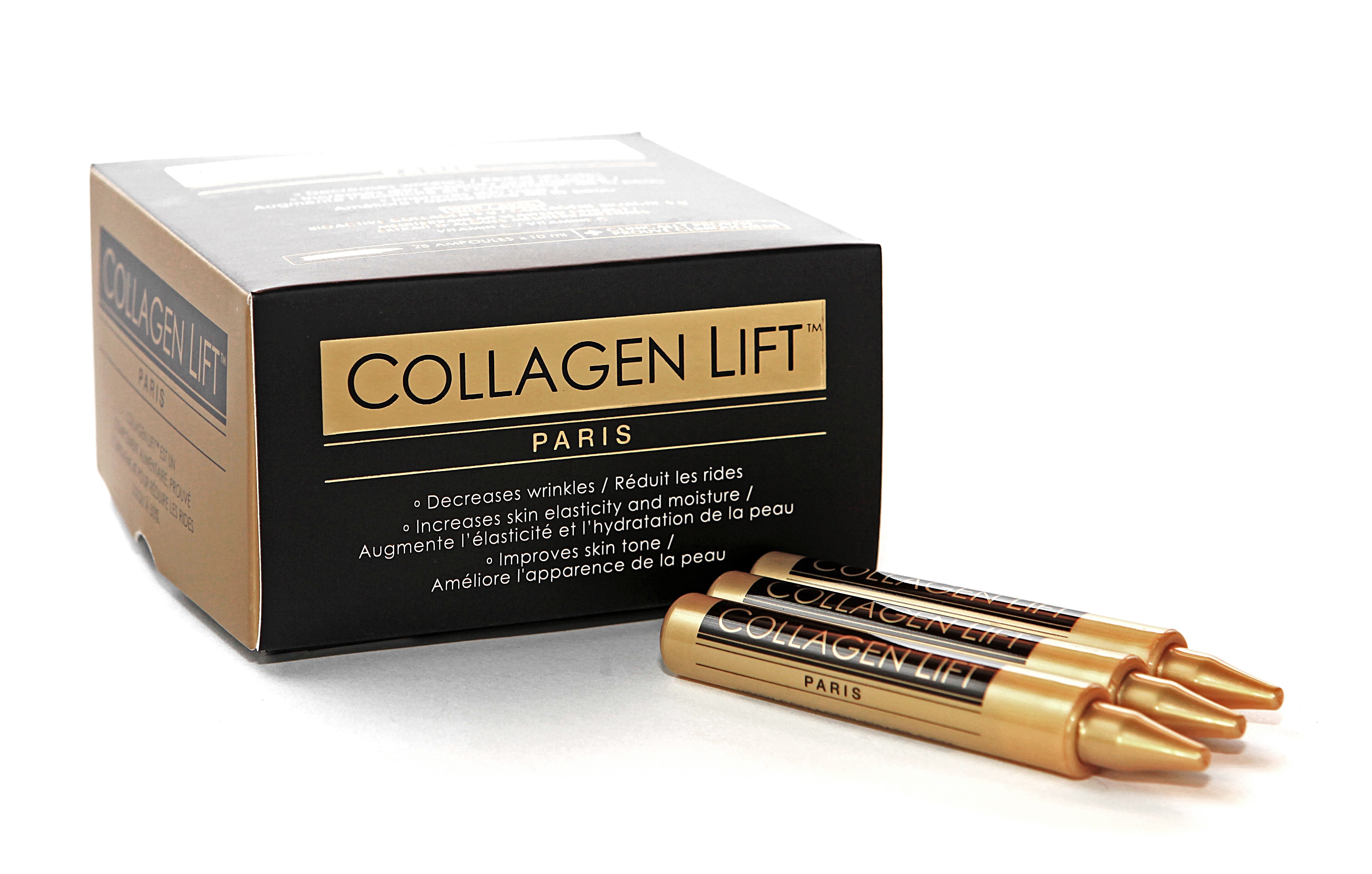 COLLAGEN LIFT™ PARIS IS A DRINKABLE COLLAGEN SUPPLEMENT THAT IS CLINICALLY PROVEN TO REDUCE WRINKLES BY UP TO 50%. MADE IN FRANCE, ITS FORMULA CONTAINS A POWERFUL COMBINATION OF VERISOL® BIOACTIVE COLLAGEN, ULVA MEDITERRANEA SEAWEED (ULVALINE®, HARVESTED IN THE SOUTH OF FRANCE) AND VITAMIN C.