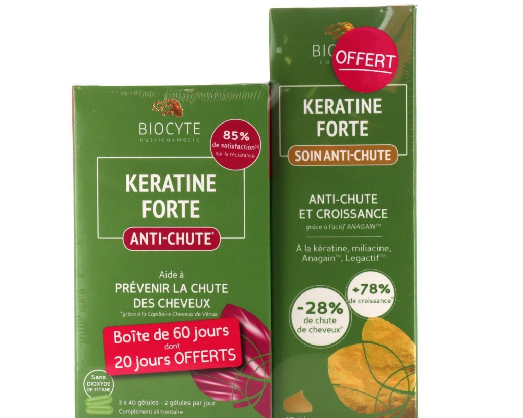 Keratine Forte soin anti-chute est un soin capillaire utilisé pour ralentir la chute des cheveux et pour booster leur croissance. Composé de kératine