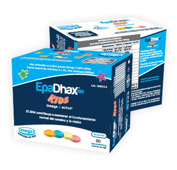 Comprar EpaDhax Kids en Gran Farmacia Andorra Online con alto contenido en ácidos grasos Omega 3 extraídos de forma 100% natural fuente natural de vitaminas A y D3