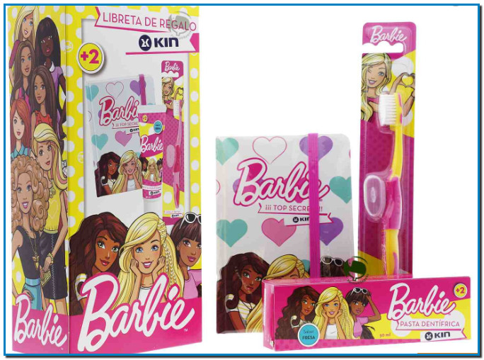 Kin Pack Barbie kit infantil para el cuidado e higiene bucal en Gran Farmacia Andorra Online Contiene un cepillo de dientes y una pasta dentífrica
