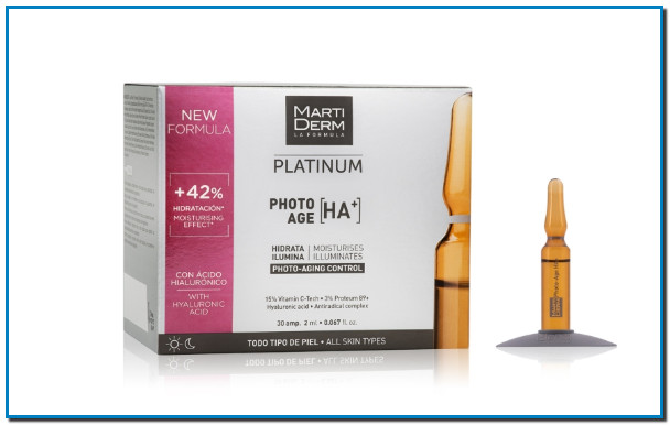 Photo-Age HA+ es la nueva versión súper hidratante de las ampollas Photo-Age. Es el resultado de la sinergia entre la Vitamina C, Proteum 89+ y, ahora, el Ácido Hialurónico
