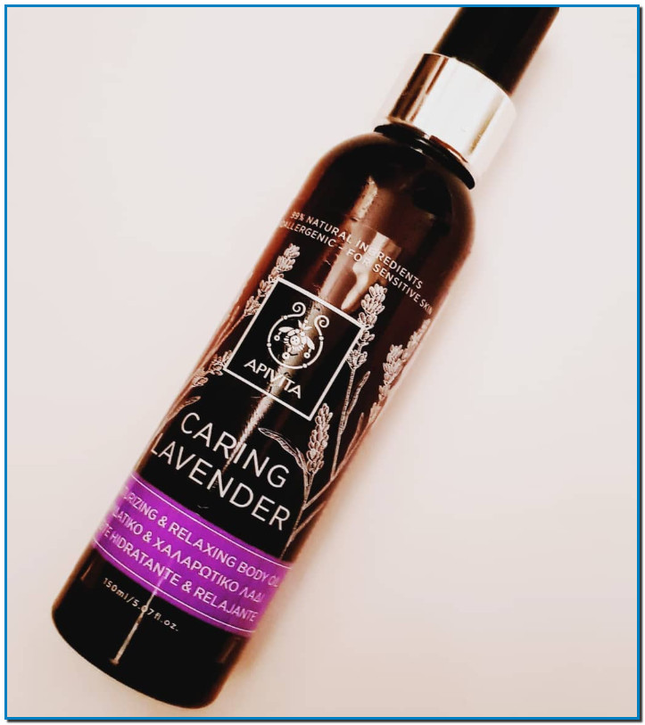 Aceite  corporal relajante lavanda de Apivita este aceite está elaborado con lavanda y aceite de oliva para la piel sensible y la piel seca