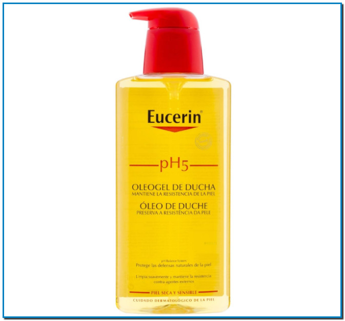El Oleogel de Ducha de Eucerin limpiador de uso diario limpia suavemente la piel y protege sus defensas naturales.