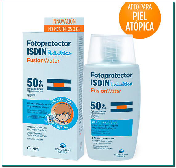 Fotoprotector ISDIN Pediatrics Fusion Water SPF 50+ El primer Fotoprotector que no pica en los ojos