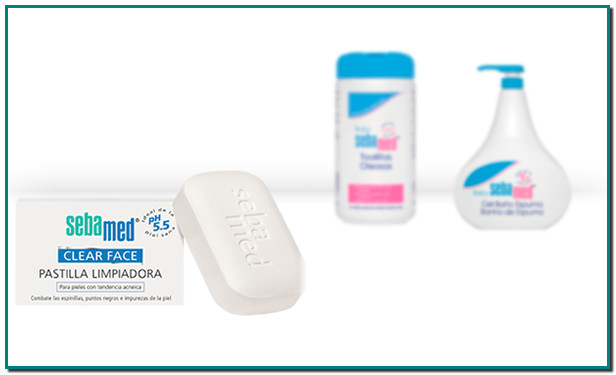 HIGIENE Sebamed Clear Face pastilla limpiadora Pastilla eficaz para granos: pastilla limpiadora sin jabón para piel con impurezas con tendencia al acné.