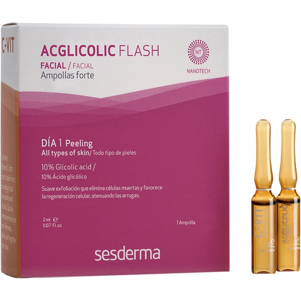 SESDERMA C-VIT Acglicolic Flash para todo tipo de piel caja 2 ampollas de 2ml