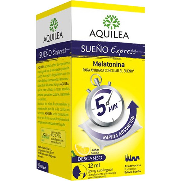 AQUILEA Sueño Express Melatonina para ayudar a conciliar el sueño sabor limón spray 12 ml
