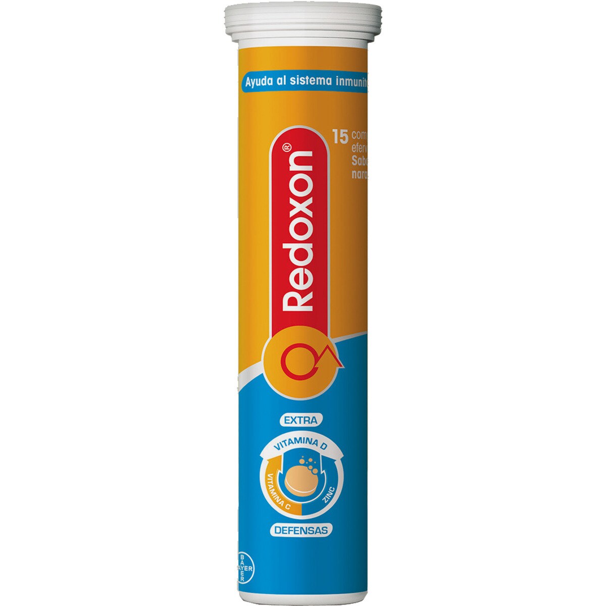 REDOXON Doble acción comprimidos que ayudan al sistema inmunitario con Vitamina C y Zinc caja 15 comprimidos efervescentes sabor naranja