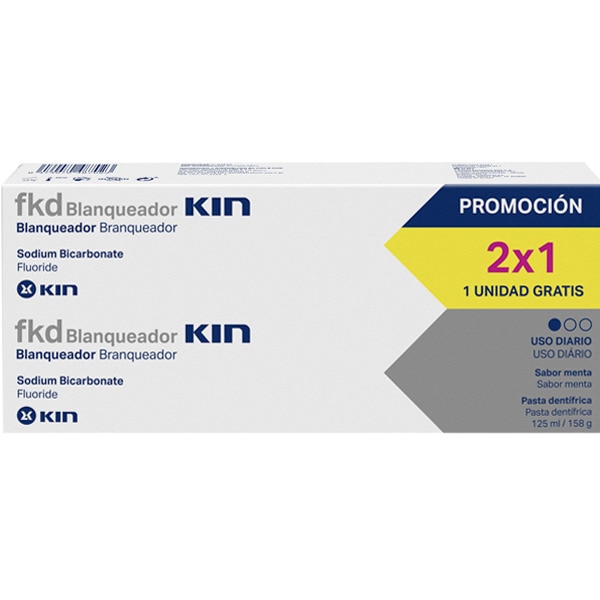 KIN FKD dentífrico blanqueador con bicarbonato micropulverizado no abrasivo pack 2 tubos 125 ml
