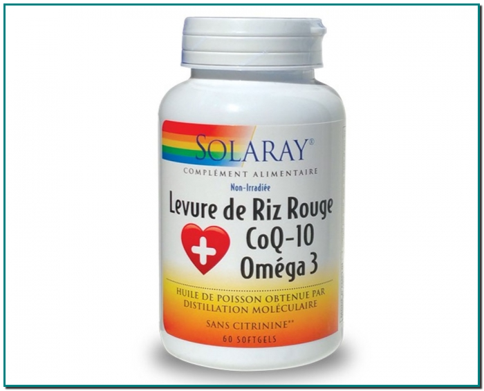 LEVURE DE RIZ ROUGE COQ-10 OMEGA 3 - 60 CAPSULES SOLARAY