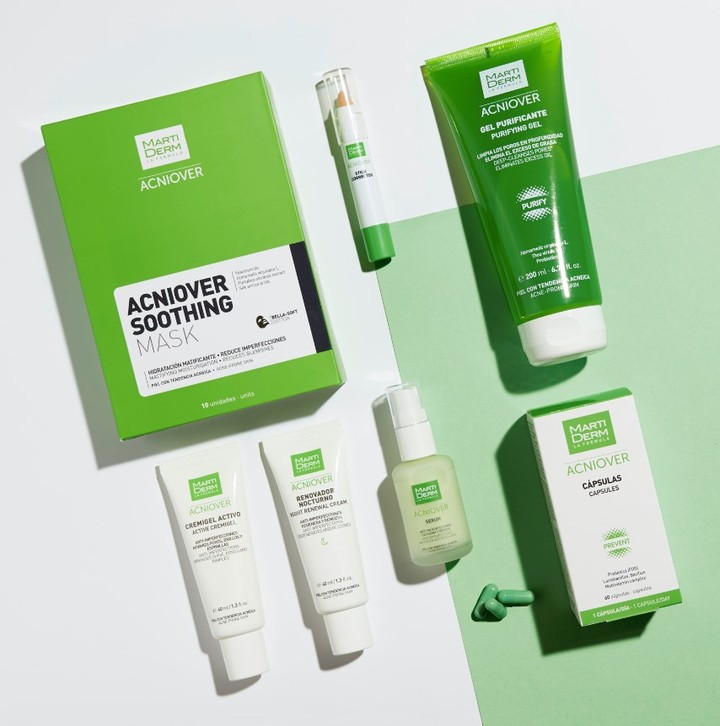 Gama Acniover MARTIDERM puedes combatir cualquier poro, imperfección, espinilla y brillo