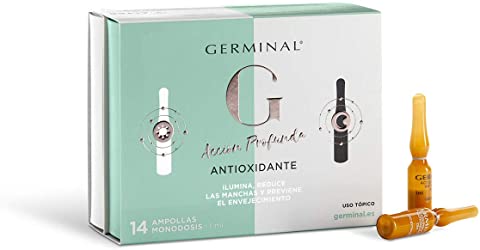 Germinal - Sérum Facial con Efecto Antioxidante, Antiedad y Antimanchas, con Vitamina C, Vitamina E y Vitamina B12 - Acción Profunda - 7 Ampollas...