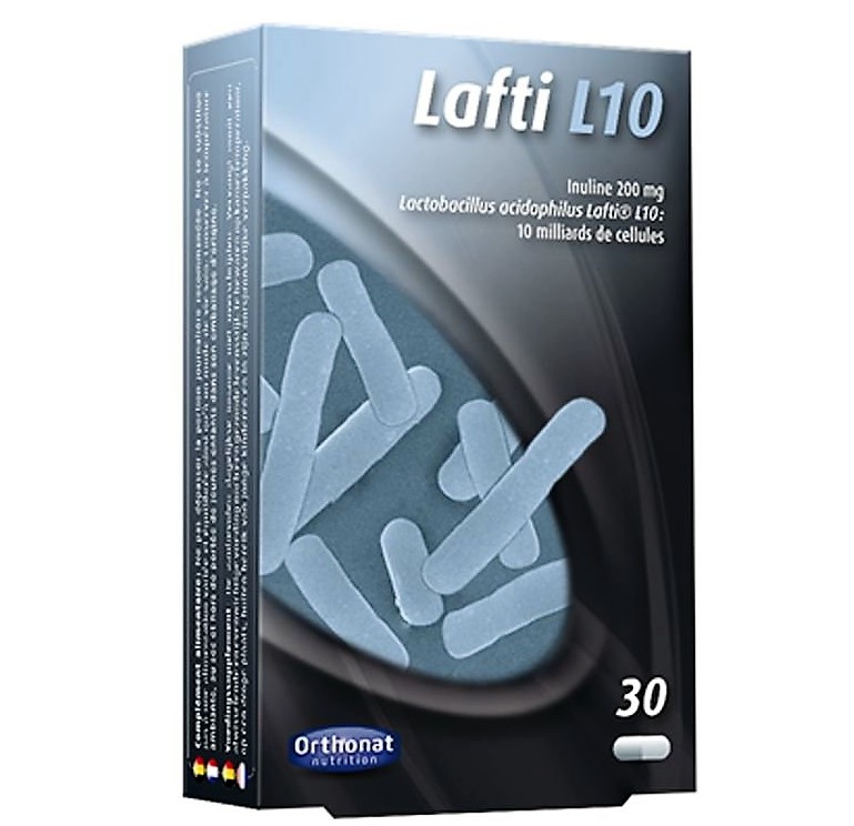 LAFTI L-10 INGREDIENTES Lafti L-10 Orthonat (Por 1 cápsula)  -LACTOBACILLUS HELVETICUS  LAFTI ® – L 10 ……  Que contienen 10 x 10  ⁹ CFU/cápsula. (Unidades Formadoras de Colonias ).