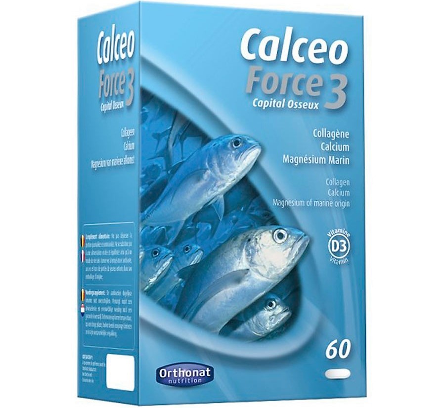 Calceo Force 3 ORTHONAT (Por DOS comprimidos)  2.080 mg  de Extracto enzimático de partes duras (espinas y aletas) de pescado salvaje