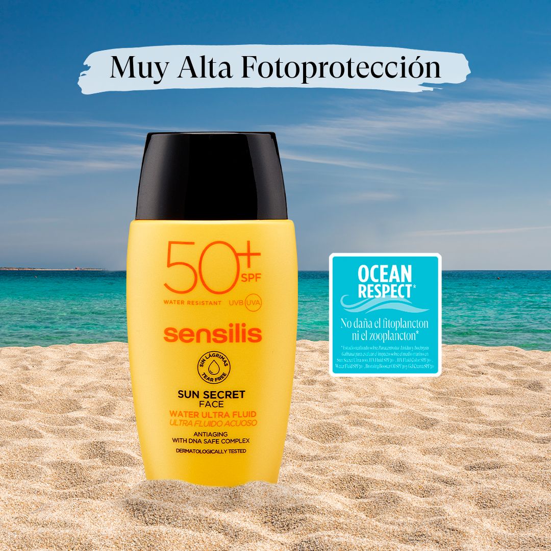 Protégete del sol de la manera más refrescante ?? SENSILIS Sun Secret Water Ultra Fluid será tu "must" para conseguir una piel bronceada y siempre bien cuidada