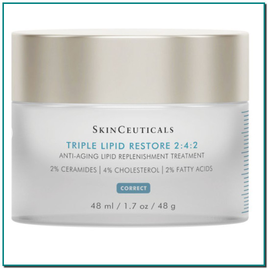 Triple Lipid Restore 2:4:2, Skinceuticals. Otra de las cremas bestsellers de farmacia para combatir los signos del envejecimiento es Triple Lipid Restore 2:4:2, de Skinceuticals, un tratamiento antiedad que repone los lípidos celulares para potenciar la nutrición y la reparación natural de la piel. Tiene una concentración maximizada con un 2 por ciento de ceramidas, 4 por ciento de colesterol natural y un 2 por ciento de ácidos grasos.