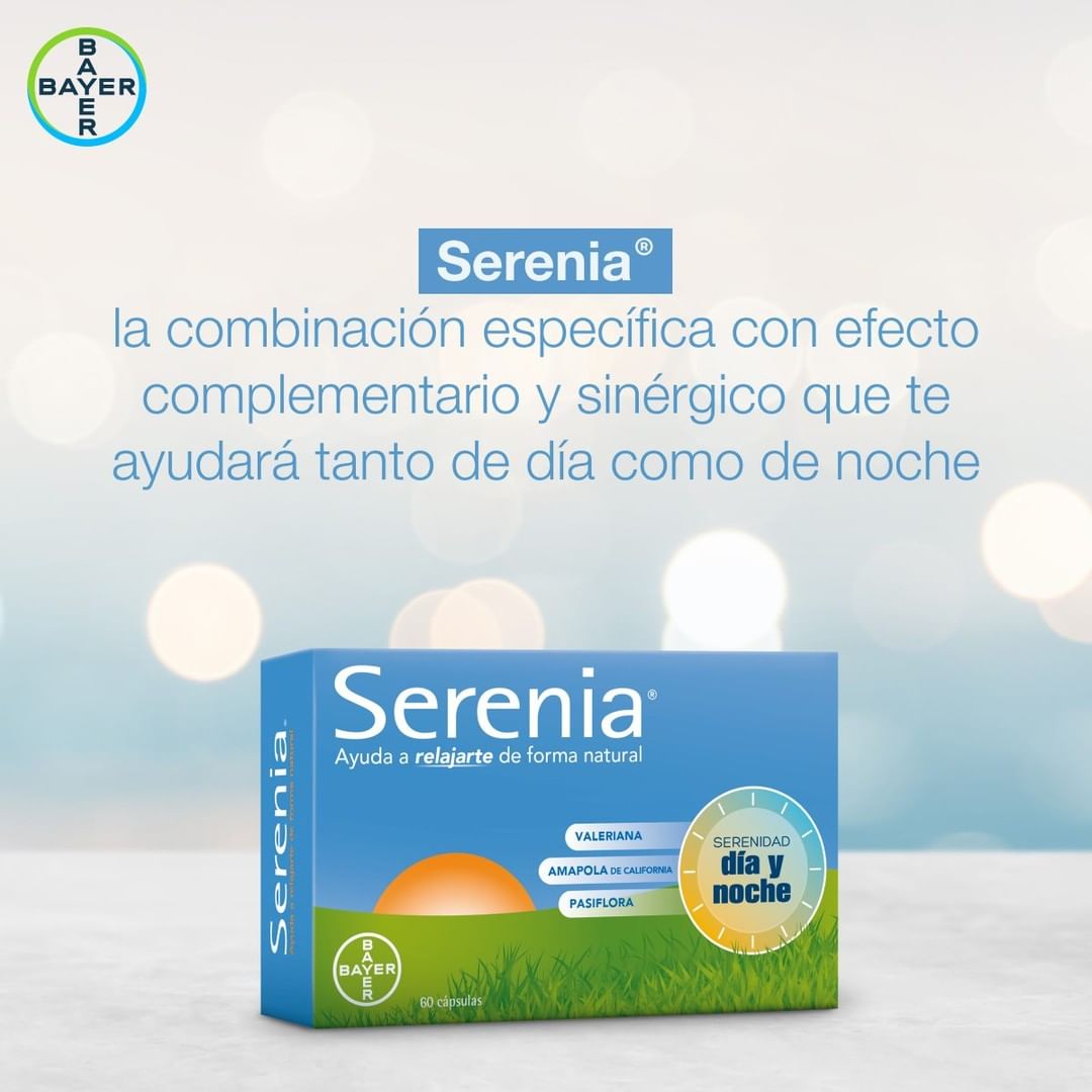 Sabías que Serenia ® tiene efectos positivos en tu cuerpo Durante el DÍA, favorece el efecto #relajante y el bienestar en situaciones de nervios Durante la NOCHE, mejora la conciliación del #sueño, así como la profundidad y calidad