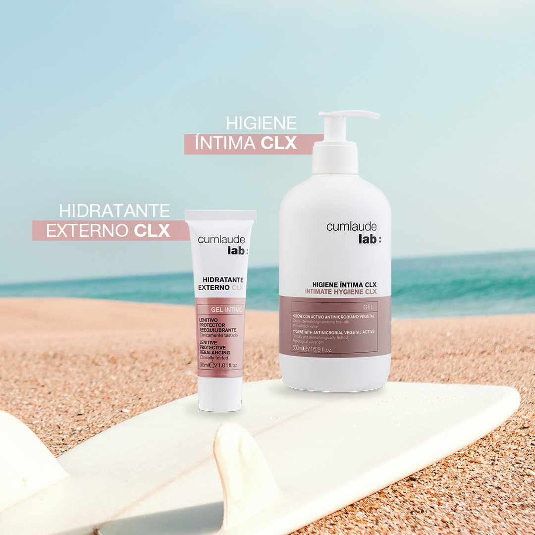 Verano o invierno no olvides tus imprescindibles para la salud íntima HIGIENE ÍNTIMA CLX: Gel limpiador con clorhexidina y extractos vegetales HIDRATANTE EXTERNO CLX: Gel hidratante para la zona genital externa con acción calmante