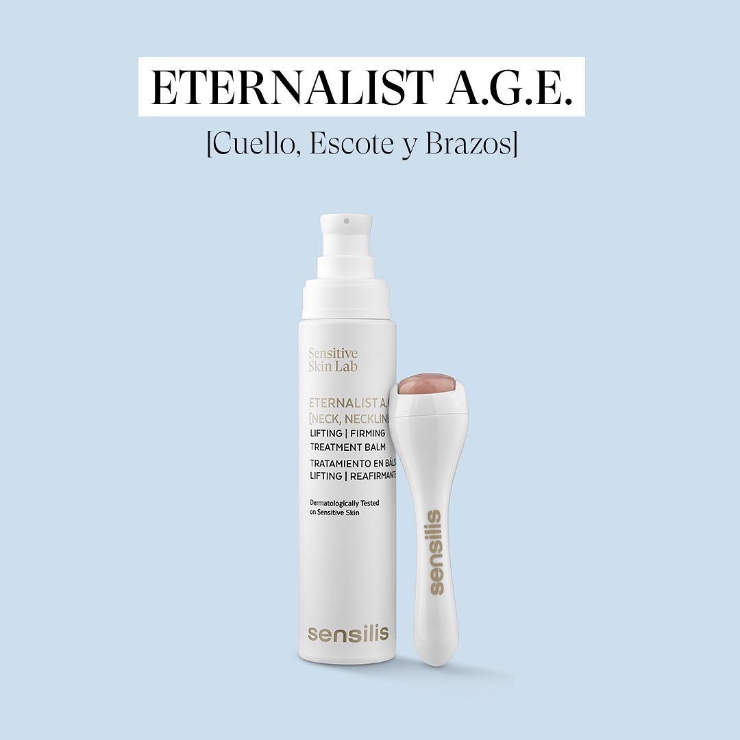 Empieza a utilizar SENSILIS Eternalist A.G.E. [Cuello, Escote y Brazos], el nuevo tratamiento lifting con textura bálsamo ideal para reafirmar, elevar y corregir anillos de venus y doble mentón
