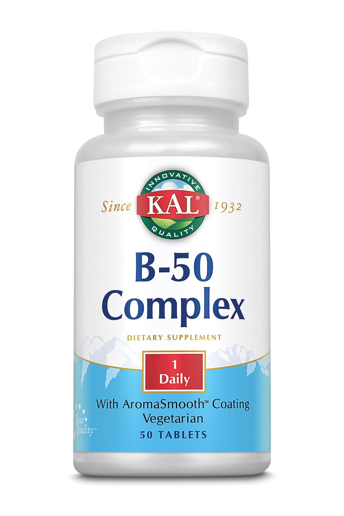 KAL B-50 Complex Tablet, 50ct Complex reúne las ocho vitaminas B en una sola tableta, lo que hace que sea más fácil que nunca respaldar la producción de energía saludable, la función inmunológica y más.