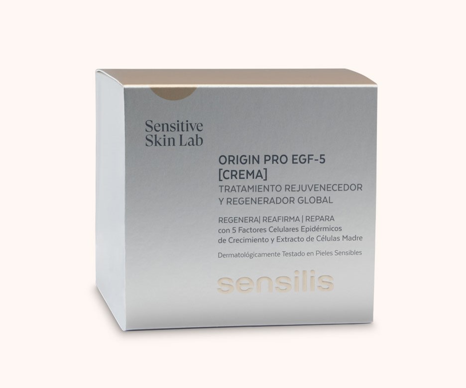 SENSILIS Origin PRO EGF-5 [Crema] Este tratamiento mejorará la regeneración de tu piel y la reafirmará en profundidad gracias a su exclusiva fórmula a base de 5 factores de crecimiento. Además, le hemos añadido un complejo pro-aging para proteger tus células madre epidérmicas.