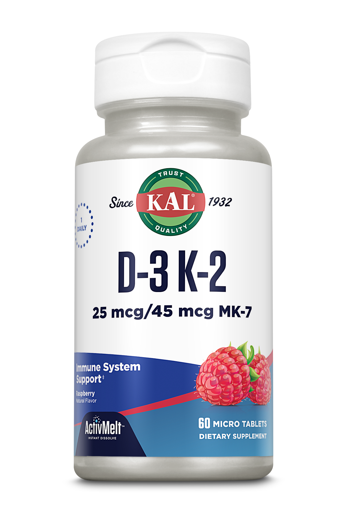 Solaray®  KAL VITAMIN D3 +K2 120 VEGCAPS. La Vitamina K-2 MK-7 es particularmente importante en la movilización del Calcio desde la sangre