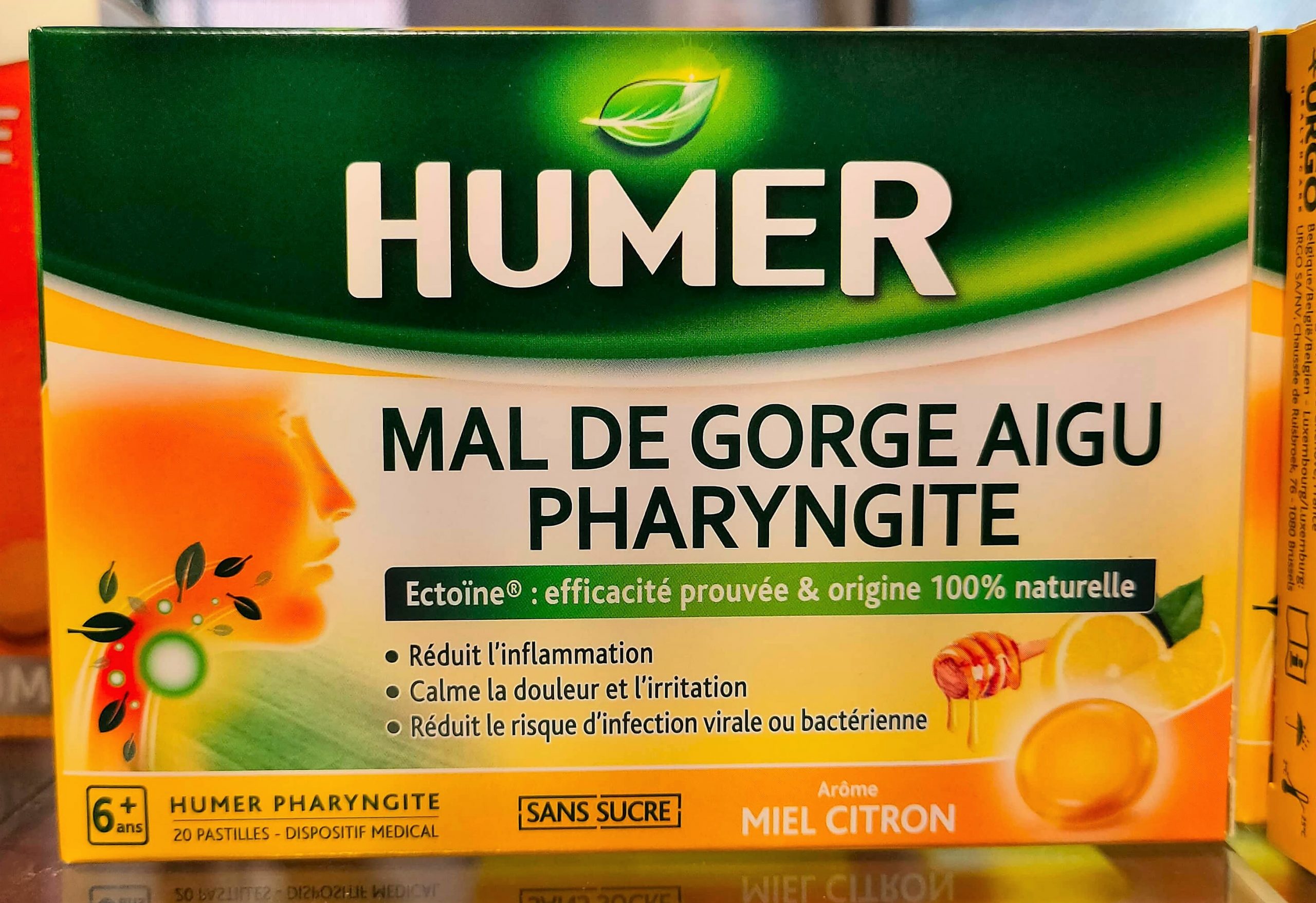 DOLOR DE GARGANTA AGUDO FARINGITIS 20 PASTILLAS HUMER