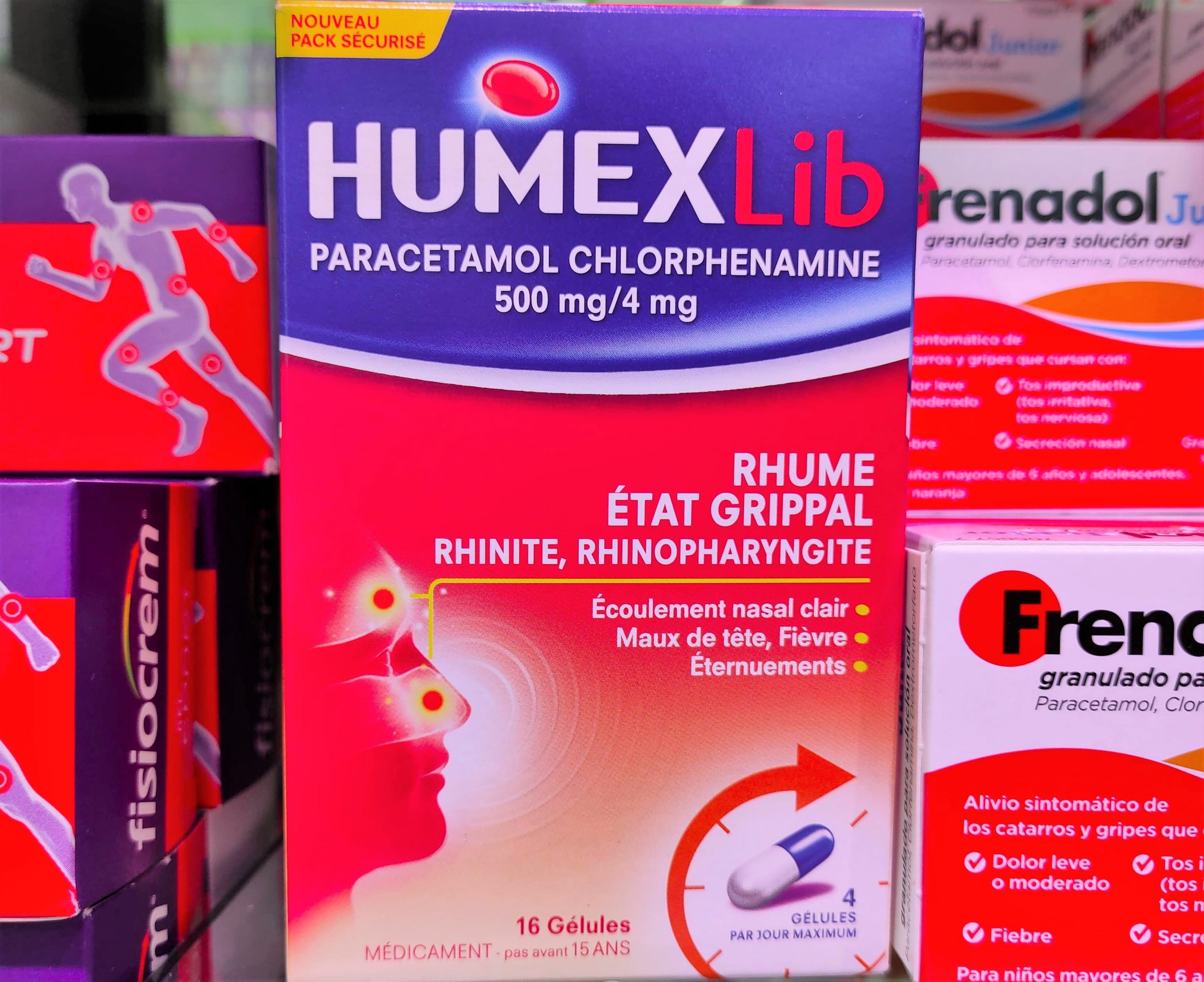 HUMEX Tratamiento de resfriados con congestión nasal, secreción nasal, dolor de cabeza y fiebre. Medicamento descongestionante nasal, formulado con paracetamol