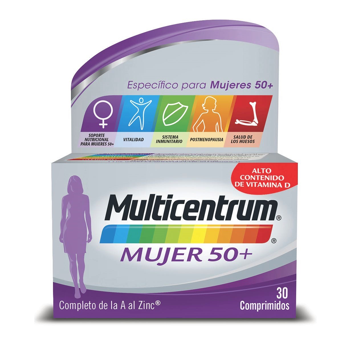 Multicentrum Mujer 50+ Vitamina D y calcio. Manganeso. Magnesio: contribuye a la función psicológica normal