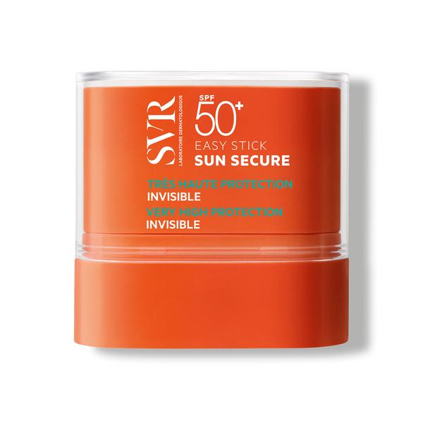 SVR SUN SECURE Easy Stick. SPF50+ muy alta protección invisible. Para todo tipo de pieles sensibles. Bebés, niños, adultos. Para todas las zonas sensibles expuestas al sol (nariz, mejillas, orejas, labios, manos, etc.).
