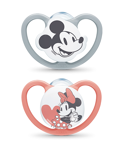 Chupete Space Mickey Silicona NUK. Desarrollado para proteger la sensible piel del bebé.