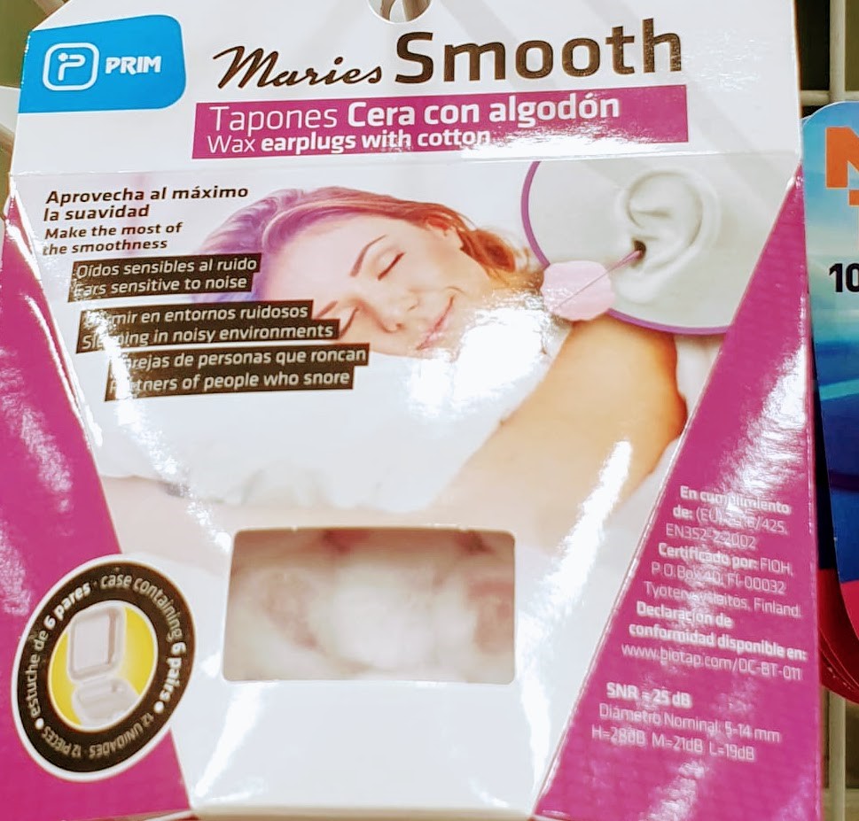 SMOOTH Tapones Cera (con algodón) Ideales para oídos sensibles al ruido. Personas que duermen en entornos ruidosos, parejas de personas que roncan.
