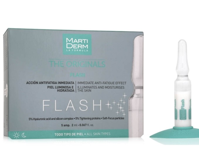 Flash - 5 ampollas. Todo tipo de piel. 5 ampollas. Fórmula antifatiga inmediata, que disimula arrugas e imperfecciones, para una piel deslumbrante al instante.