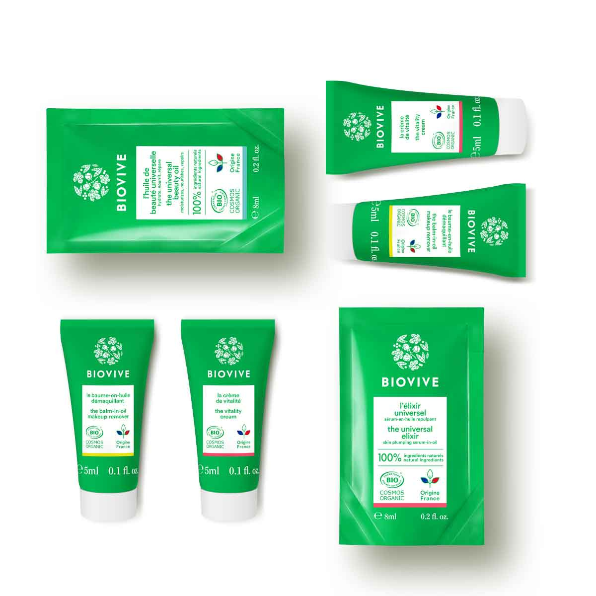 BIOVIVE le programme découvert bio. Le kit d'échantillons* découverte, parfait pour découvrir quatre des produits incontournables Biovive, à l'efficacité prouvée dès 3 jours.