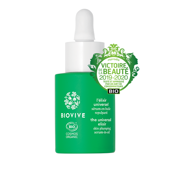 BIOVIVE l'élixir universel. Une huile universelle repulpante bio entièrement phyto-active, qui concentre l’action de notre complexe de 3 bourgeons et celle des huiles végétales actives. 
