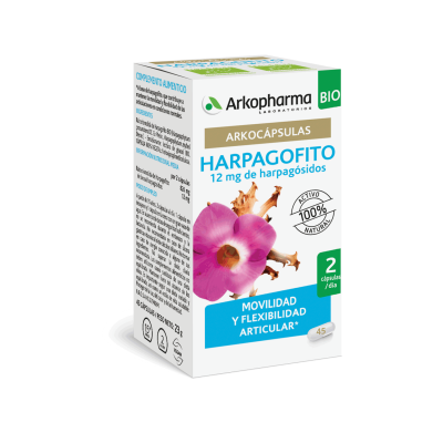 Arkocápsulas® Harpagofito BIO es un complemento alimenticio a base de Harpagofito, que contribuye a mantener la movilidad y flexibilidad de las articulaciones en condiciones normales.