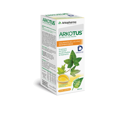 Arkotus® Jarabe al extracto de Hiedra es un complemento alimenticio a base de extracto de hiedra. La hiedra procura un efecto calmante en las vías respiratorias y ayuda a facilitar la respiración. Con el fin de conseguir la mejor tolerancia y calidad, Arkotus Concentrado Bebible está formulado sin alcohol, sin azúcar y sin colorantes.