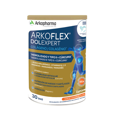 Además de colágeno hidrolizado y tipo II nativo, Arkoflex Colágeno Fórmula Expert, asocia ingredientes especialmente seleccionados por sus beneficios en el aparato locomotor.