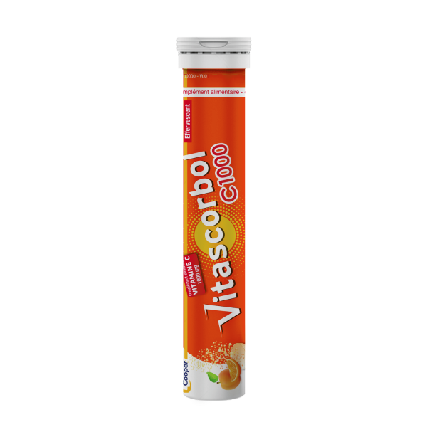 Vitascorbol C1000 aide à réduire la fatigue, à maintenir le système immunitaire, à protéger les cellules contre le stress oxydatif et au maintien de fonctions psychologiques normales. 1000 mg de vitamine C. Bon goût orange abricot. Sans sucre.