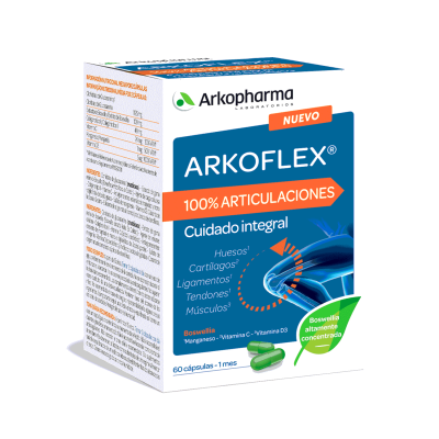 Arkoflex® 100 % Articulaciones permite un cuidado integral de las articulaciones, huesos, cartílagos, ligamentos, tendones y músculos, ayudando a mantener el bienestar articular y aliviar el dolor crónico.