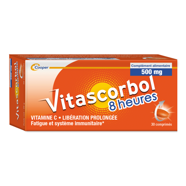 Vitascorbol8heures contribue à réduire la fatigue, à maintenir le système immunitaire, à protéger les cellules contre le stress oxydatif et au maintien de fonctions psychologiques normales.