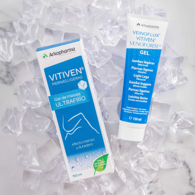 Vitiven® Gel Piernas Ligeras Ultra-Frío. Vitiven Ultra-Frío es un gel de masaje no graso elaborado a base de extractos de Vid Roja, Rusco, Hamamelis y Castaño de Indias que aportan una sensación vigorizante y revitalizante. La asociación de dichas plantas, unida a su efecto ultra frío, proporciona una agradable sensación de frescor y bienestar a sus piernas.