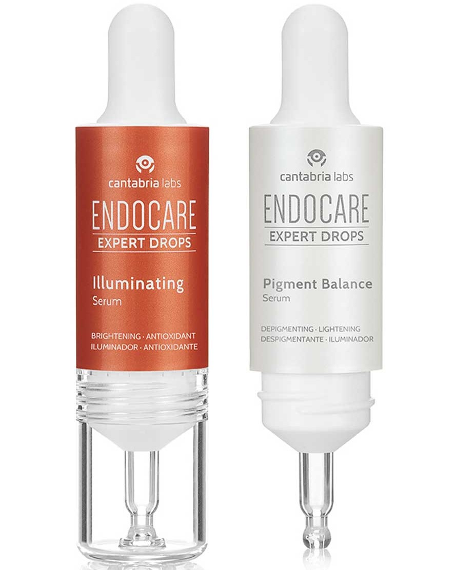 ENDOCARE EXPERT DROPS Depigmenting Protocol Iluminador, antioxidante. Despigmentante. Protocolo día y noche de uso diario con textura serum y una combinación de ingredientes activos y tecnologías patentadas de Cantabria Labs para una piel luminosa y tono uniforme