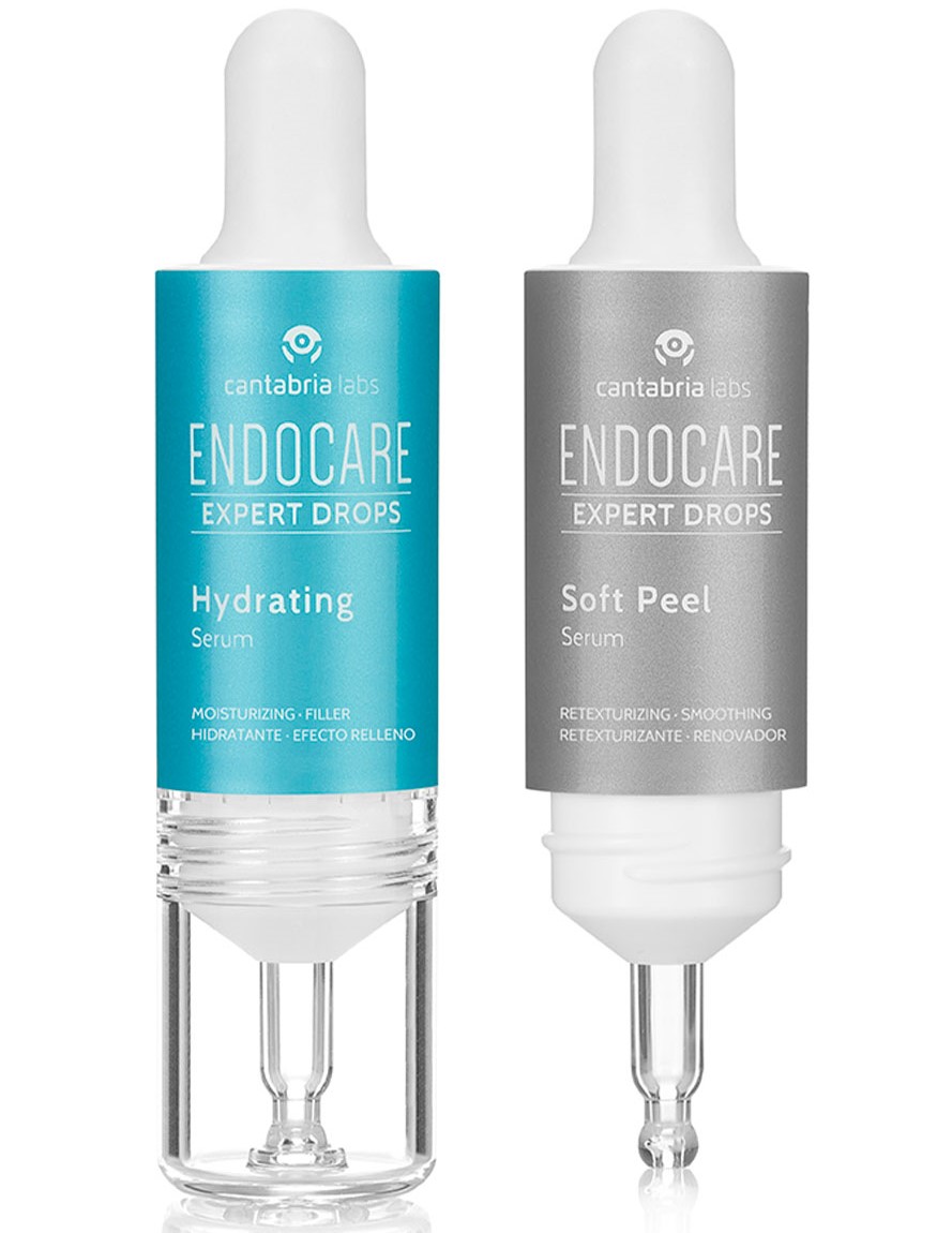 ENDOCARE EXPERT DROPS Hydrating Protocol Hidratante, refuerza la barrera cutánea. Retexturizante, renovador Protocolo día y noche de uso diario con textura sérum y una combinación de ingredientes activos y tecnologías patentadas de Cantabria Labs