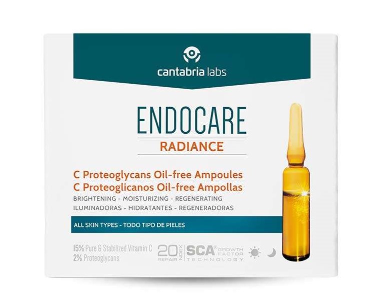 ENDOCARE RADIANCE. C Proteoglicanos Oil-free Ampollas. Regenera, hidrata e ilumina a la piel. Ampollas intensivas que reducen los signos del envejecimiento y previenen su aparición