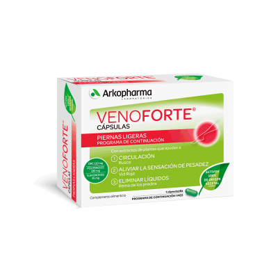 Venoforte® Cápsulas Piernas Ligeras. CIRCULACIÓN. Venoforte® es un complemento alimenticio a base de plantas y vitamina B2.