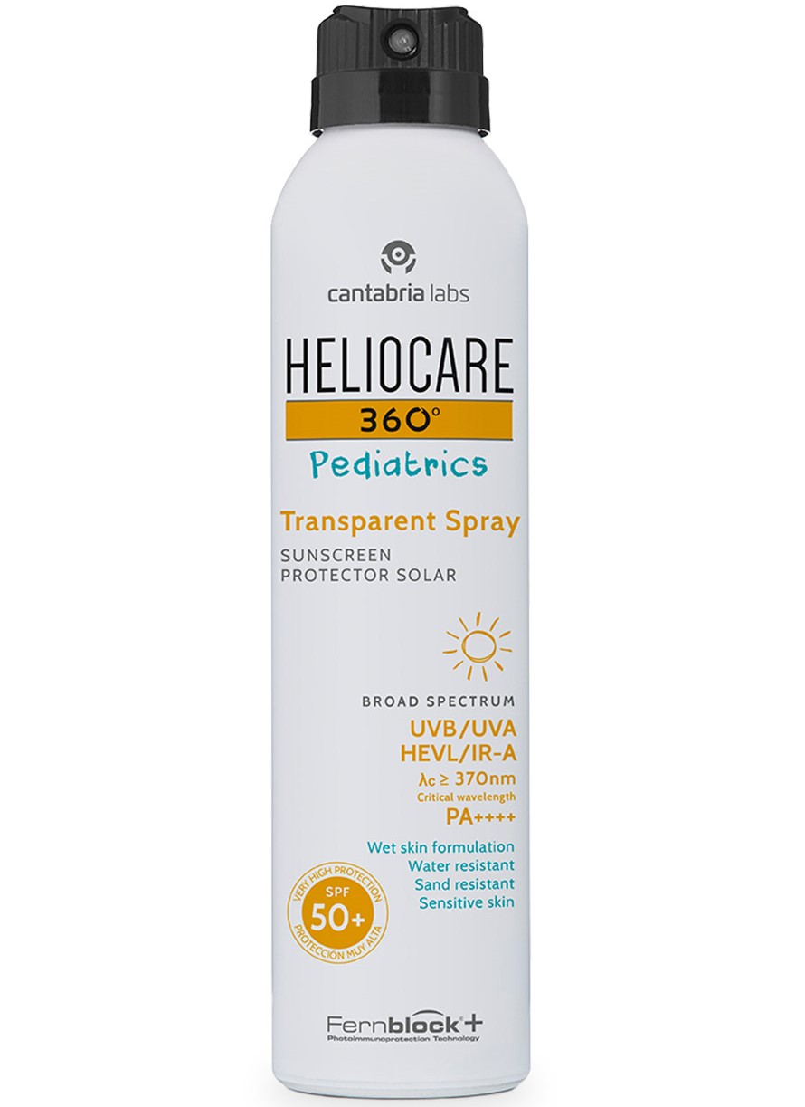 HELIOCARE 360º Pediatrics Transparent Spray SPF 50+ Spray fotoprotector transparente para niños, fácil de aplicar.