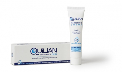 Quilian Desodorante Crema regula la transpiración corporal y evita la descomposición del sudor, suprimiendo el desagradable olor característico. Su textura suave y penetrante no mancha ni engrasa la piel.